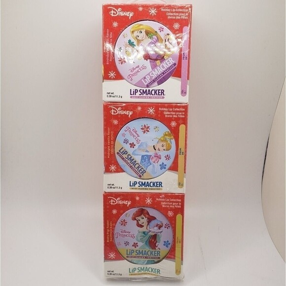 Limited Edition Disney Princess lip smacker tins Ariel Rupunzel Cinderella - Picture 1 of 7